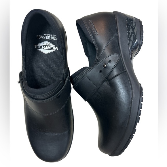 MERRELL Pro Comfort Base Black Leather Valetta Slip On Shoe Women’s 7 - Picture 1 of 9